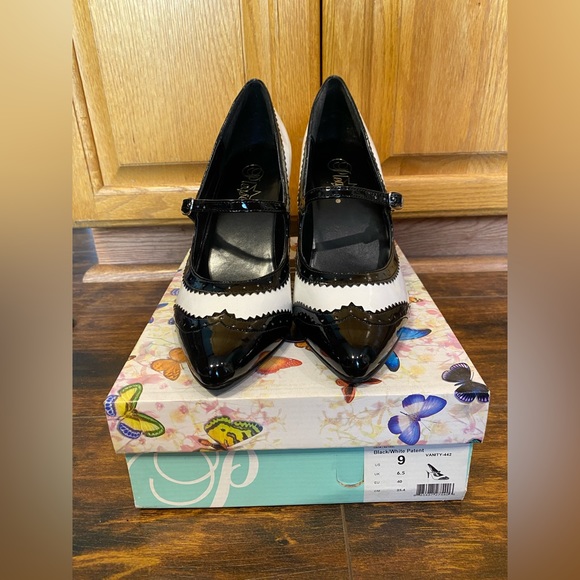 PLEASER MARY JANE SPATS PINUP RETRO VINTAGE BONNIE CLYDE HEELS SIZE 9 - Picture 3 of 17